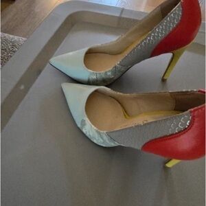 Elegant Red and Gray Women's Heels